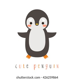 Illustration Cute Cartoon Penguin On White Stock Vector (Royalty Free ...