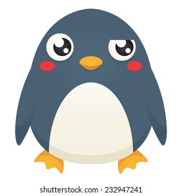 Illustration of a cute cartoon penguin with a puzzled expression. Eps 10 Vector.