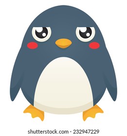 Illustration of a cute cartoon penguin with an unimpressed expression. Eps 10 Vector.