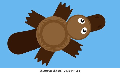 Illustration of a cute cartoon platypus on a blue background.