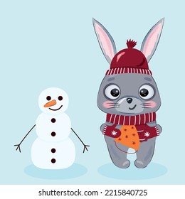Ilustración con un lindo conejo de dibujos animados. Elemento para imprimir, postal y afiche. ilustración vectorial.