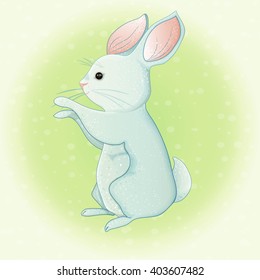 Illustration of a cute cartoon rabbit on hind legs