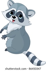 Illustration Of Cute  Cartoon Raccoon