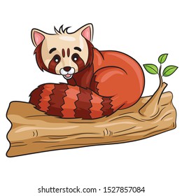 Illustration of cute cartoon red panda.