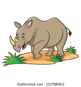 Illustration of cute cartoon rhino.