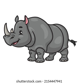 Illustration of cute cartoon of rhino.