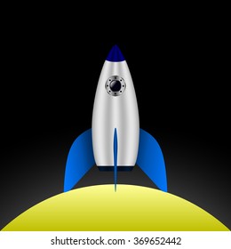 Illustration of a cute cartoon rocket space ship