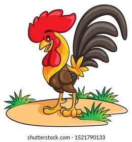 Illustration of cute cartoon rooster.