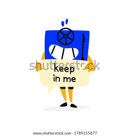 Illustration of a cute cartoon safe character. Vector. Mascot for companies. Icon for the site. Image is isolated on a white background. Cheerful and naughty character. Positive Role.