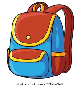 Illustration of cute cartoon of school bag.