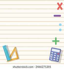 Illustration of cute cartoon school math for template memo or frame