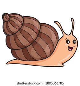 Illustration of cute cartoon snail.