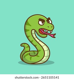 ilustração de cobra de desenho animado bonito quer lutar