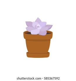 illustration of cute cartoon succulent in pot on white background. can be used for cards, party invitations or like stickers