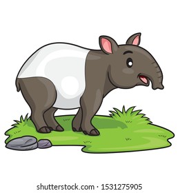 Illustration of cute cartoon tapir.