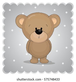 Illustration of Cute Cartoon Teddy with Grey Background isolated.