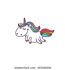 Illustration of cute cartoon unicorn. Vector