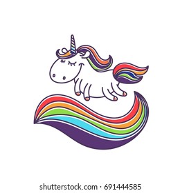Illustration of cute cartoon unicorn. Vector