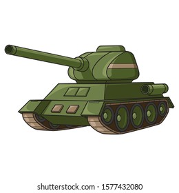 Illustration of cute cartoon war tank.