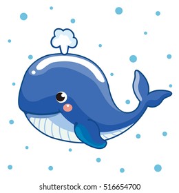 Illustration of cute cartoon whale