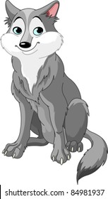 Illustration of  cute cartoon wolf