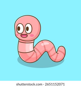 ilustração de verme de desenho animado bonito com cara feliz