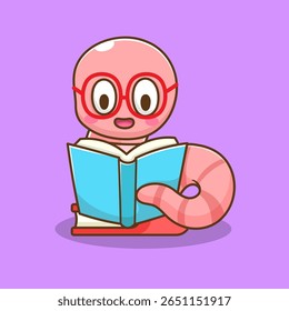 ilustração do livro de leitura bonito do verme do desenho animado