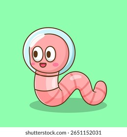 ilustração do verme de desenho animado bonito usar capacete