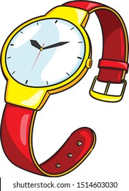 Illustration of cute cartoon wristwatch.