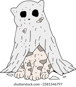 illustration of a cute cat becoming a ghost