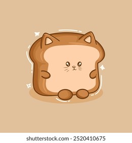 Illustration of a cute cat bread vector design