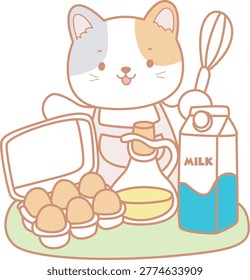 Illustration cute cat bring