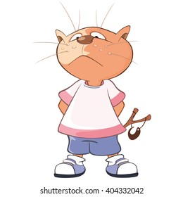 Illustration of Cute Cat. Cartoon Character