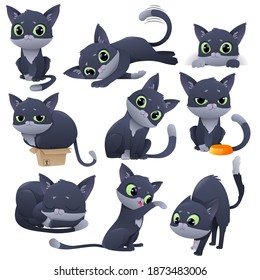 Illustration of a cute cat character. Vector illustration