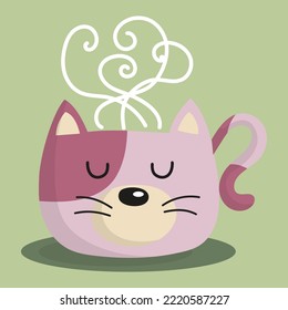 Illustration cute cat cup