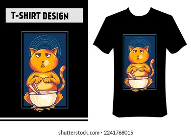 Illustration von süßen Katzen fressenden Regenwäldern, Straßenbekleidung Konzept Design. Vektorgrafik. geeignet für Bekleidung, T-Shirts, Bekleidung, Handelsartikel, Plakate, Aufkleber.