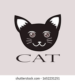 Illustration of cute cat logo design