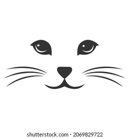 Ilustración de un lindo bozal de gato en un fondo blanco