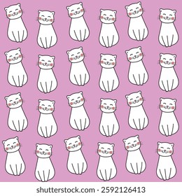 Illustration of cute cat pattern Kittens with lilac background pattern for printing