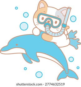 Illustration cute cat playing