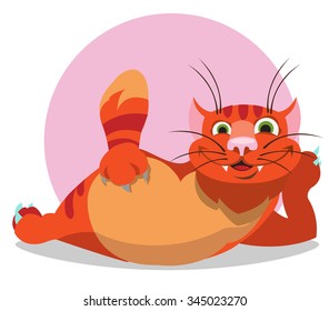Illustration of cute cat, pussy, kitty, cartoon character