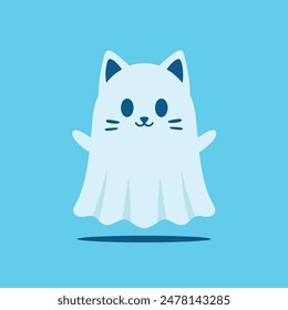 Illustration of a cute cat shaped ghost