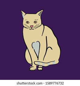 Illustration with cute cat in simple style.