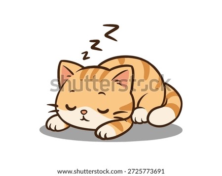 Illustration of a cute cat sleeping, isolated on a white background