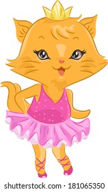 Illustration of a Cute Cat Wearing a Ballerina Costume