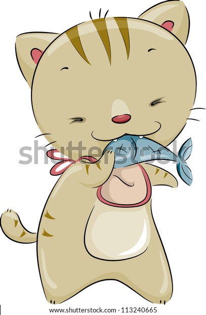 Illustration Cute Cat Wearing Bib While Stock Vector (Royalty Free ...