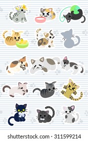 The illustration of cute cute cats.