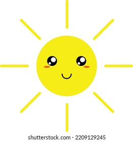 illustration of a cute celestial object; yellow full sun