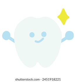 Illustration of a cute character with deformed teeth smiling decisively.