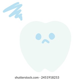 Illustration of a cute character with deformed teeth moping with a troubled face.